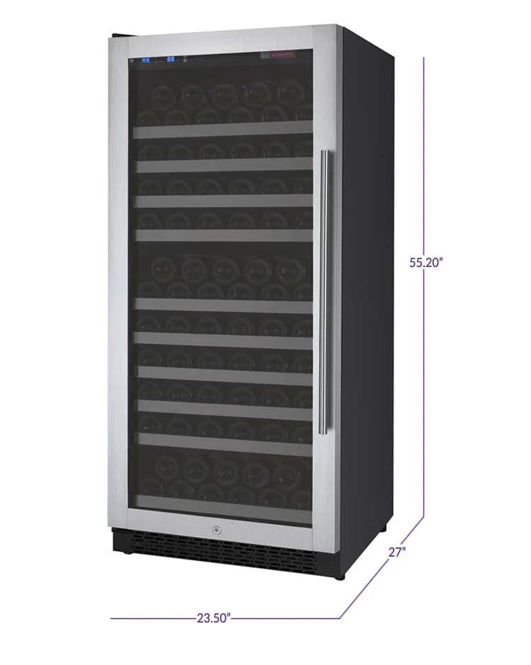 Allavino Residential 24" Wide FlexCount II Tru-Vino 128 Bottle Single Zone Stainless Steel Left Hinge Wine Refrigerator