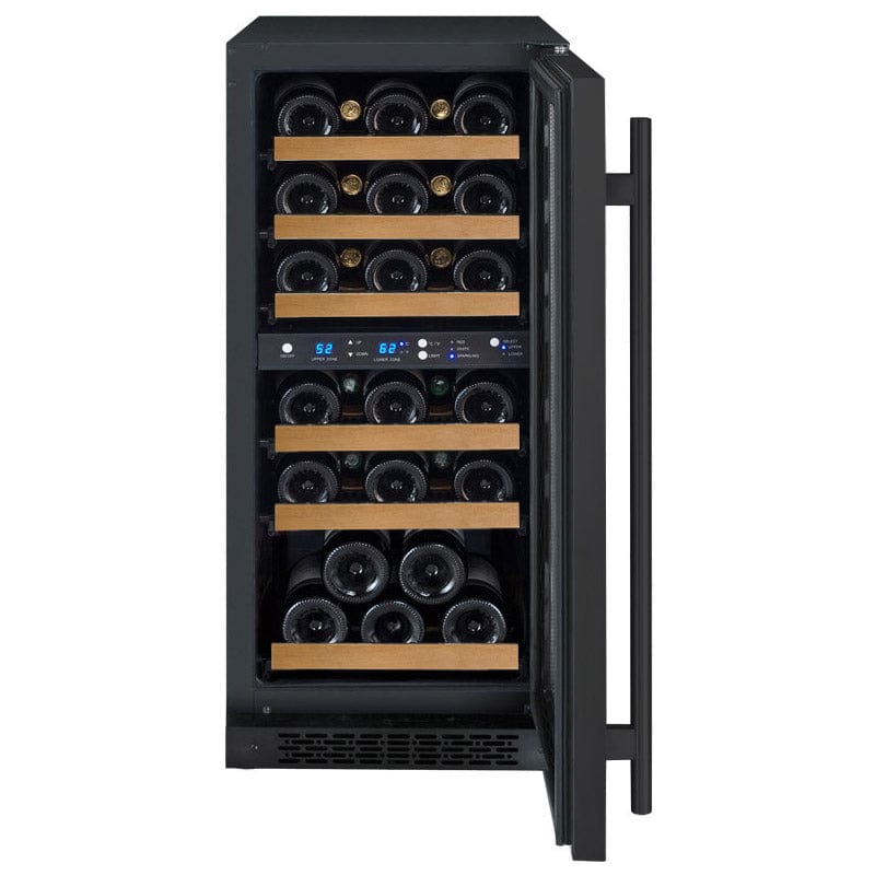 Allavino Residential Black 15" Wide FlexCount II Tru-Vino Technology 30 Bottle Dual Zone Black Wine Refrigerator