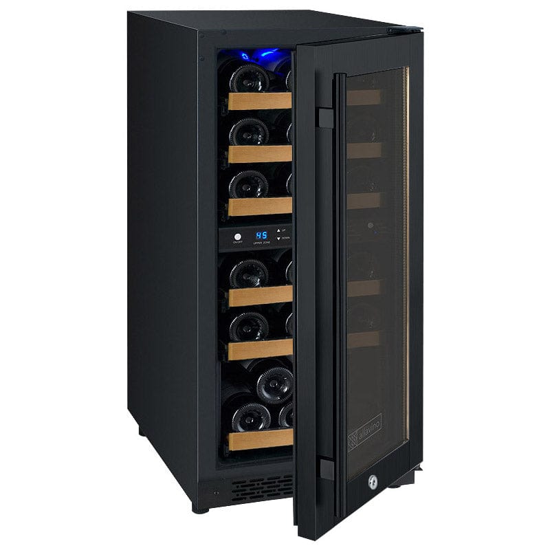 Allavino Residential Black 15" Wide FlexCount II Tru-Vino Technology 30 Bottle Dual Zone Black Wine Refrigerator