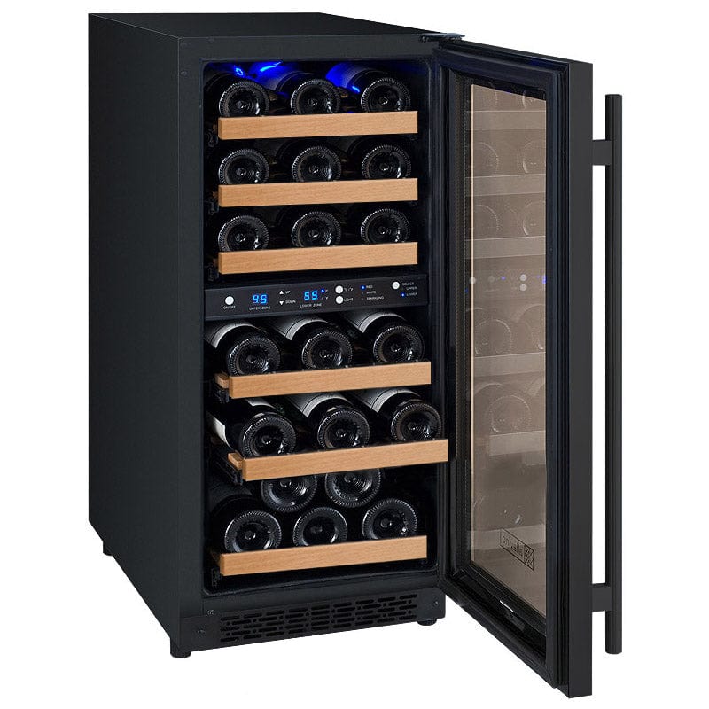 Allavino Residential Black 15" Wide FlexCount II Tru-Vino Technology 30 Bottle Dual Zone Black Wine Refrigerator