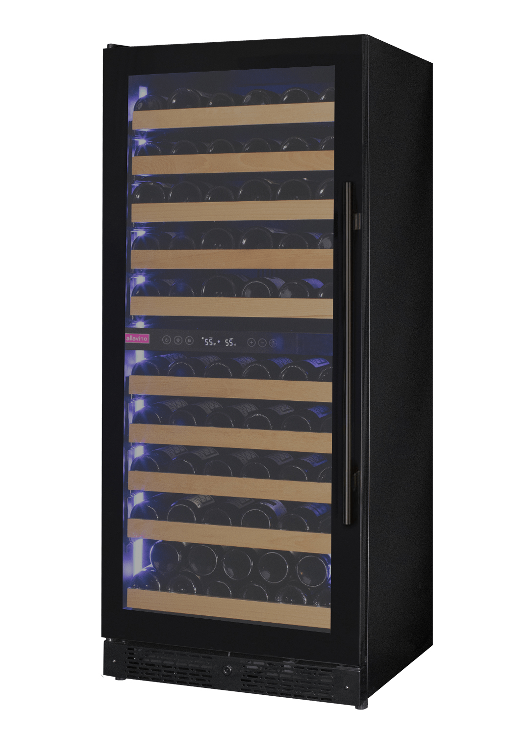 Allavino Residential Black Reserva Series 119 Bottle 55" Tall Dual Zone Left Hinge Black Glass Wine Refrigerator