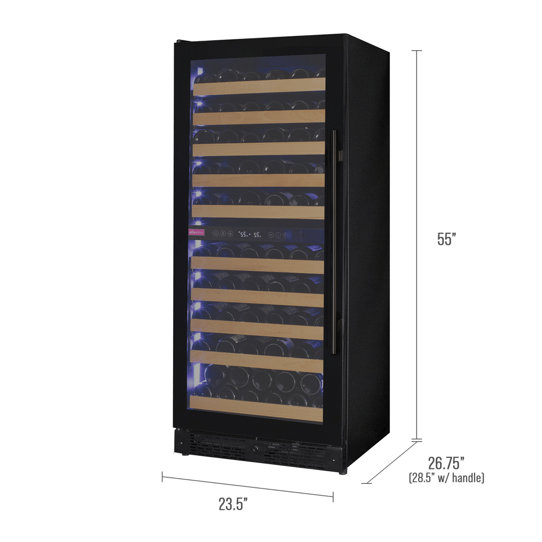 Allavino Residential Black Reserva Series 119 Bottle 55" Tall Dual Zone Left Hinge Black Glass Wine Refrigerator