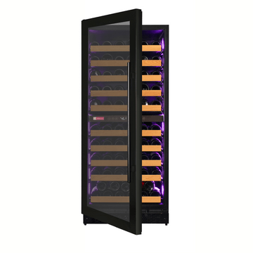 Allavino Residential Black Reserva Series 119 Bottle 55" Tall Dual Zone Left Hinge Black Glass Wine Refrigerator