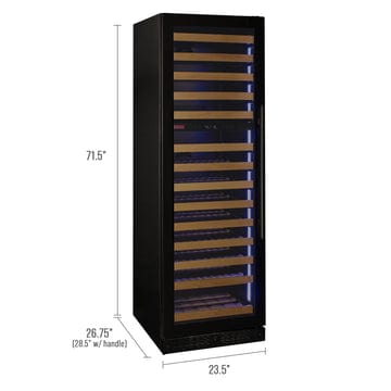 Allavino Residential Black Reserva Series 154 Bottle 71" Tall Dual Zone Left Hinge Black Glass Door Wine Refrigerator