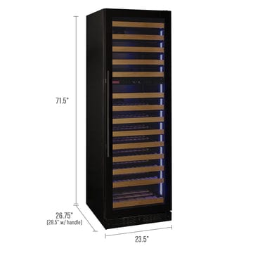 Allavino Residential Black Reserva Series 154 Bottle 71" Tall Dual Zone Right Hinge Black Glass Door Wine Refrigerator