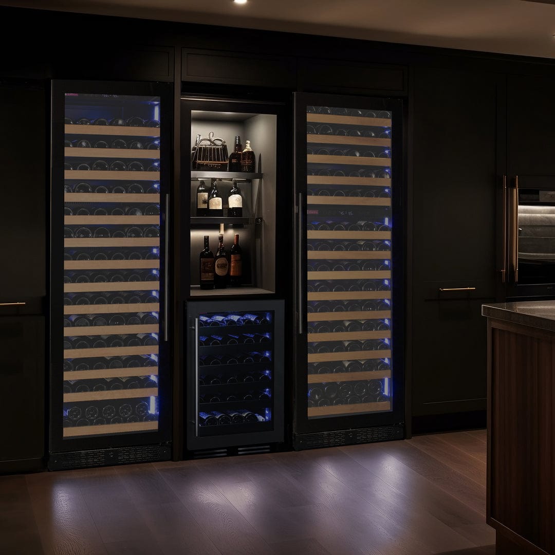 Allavino Residential Black Reserva Series 154 Bottle 71" Tall Dual Zone Right Hinge Black Glass Door Wine Refrigerator