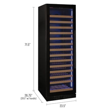 Allavino Residential Black Reserva Series 163 Bottle 71" Tall Single Zone Left Hinge Black Glass Door Wine Refrigerator