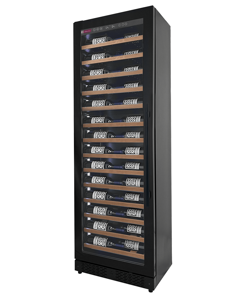Allavino Residential Black Reserva Series 67 Bottle 71" Tall Single Zone Left Hinge Black Shallow Wine Refrigerator with Wood Front Shelves