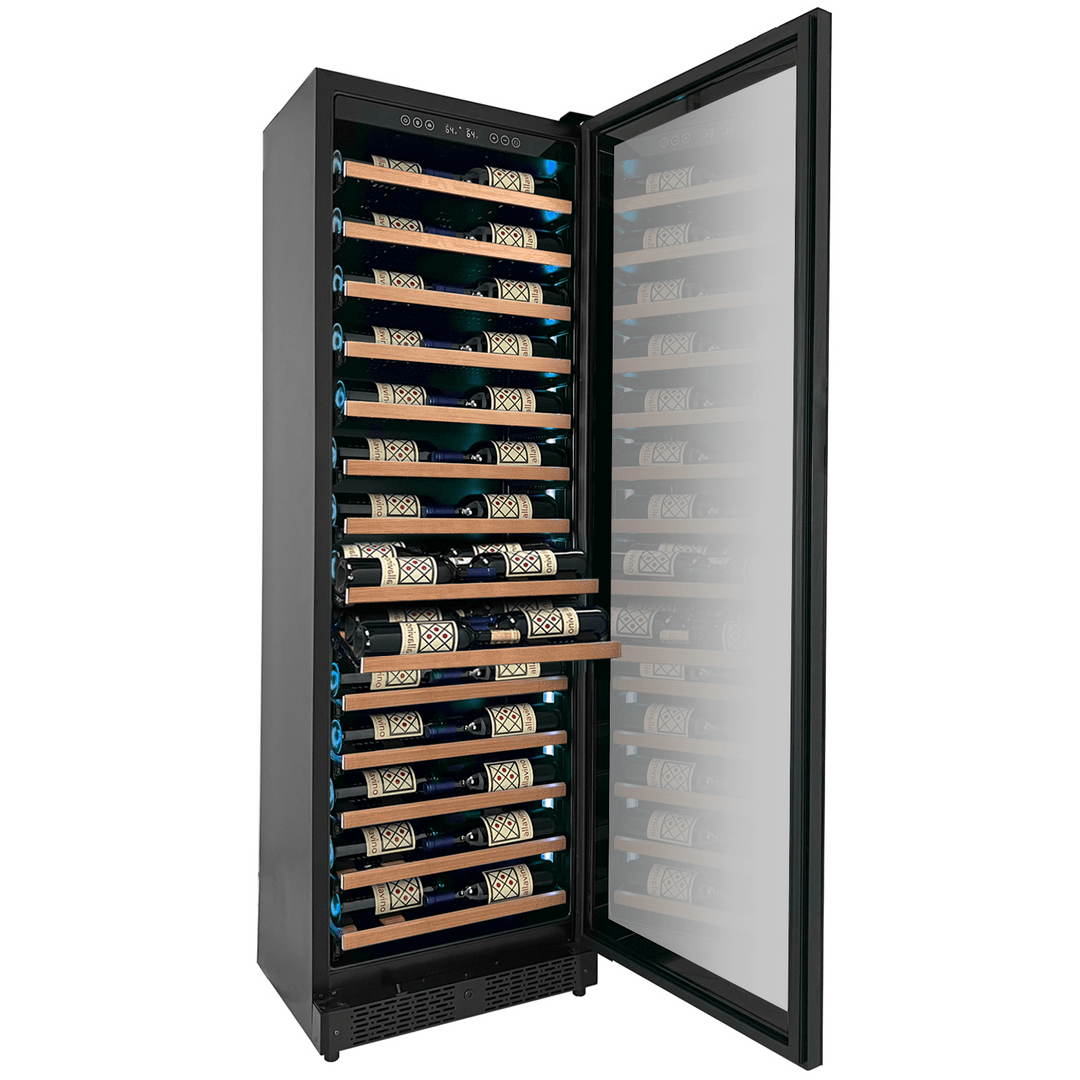 Allavino Residential Black Reserva Series 67 Bottle 71" Tall Single Zone Right Hinge Black Shallow Wine Refrigerator with Wood Front Shelves