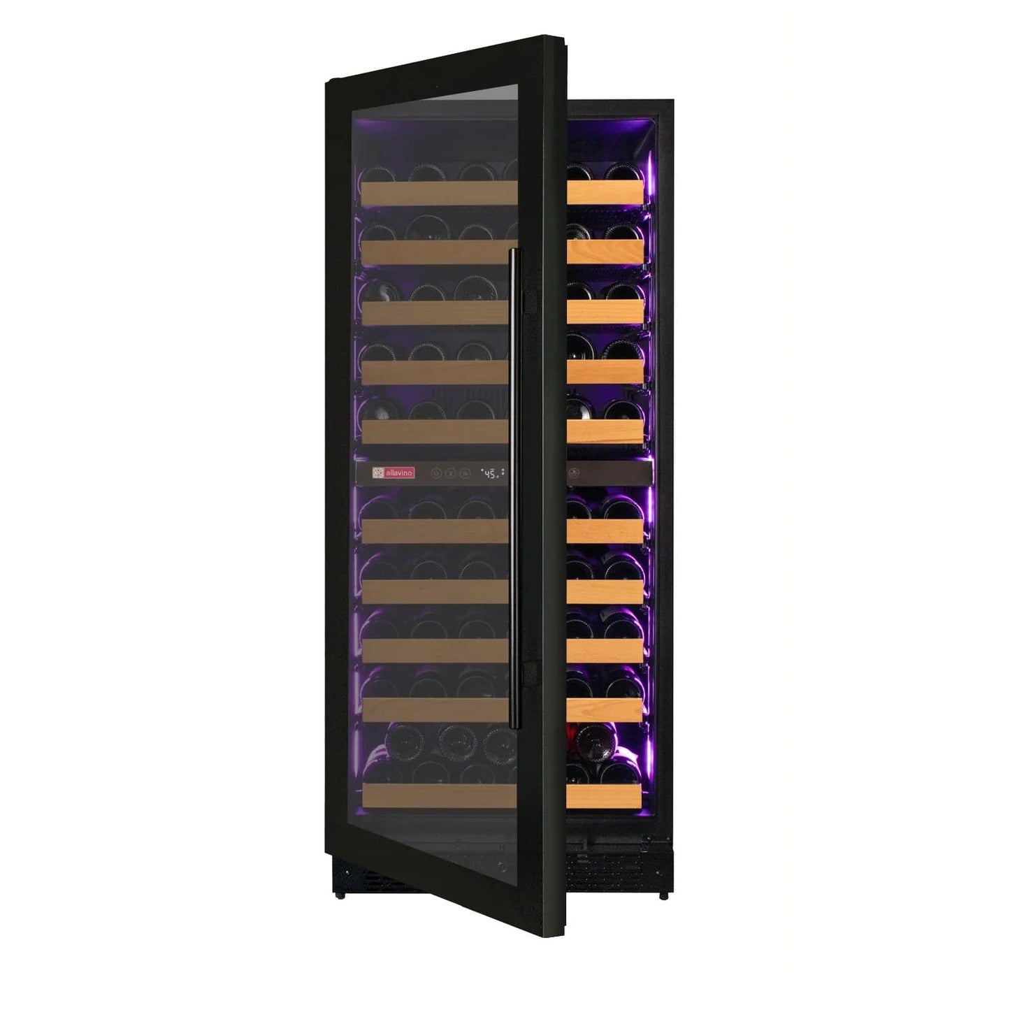 Allavino Residential Reserva Series 119 Bottle 55" Tall Dual Zone Left Hinge Black Glass Wine Refrigerator VSW11955D-2BGL