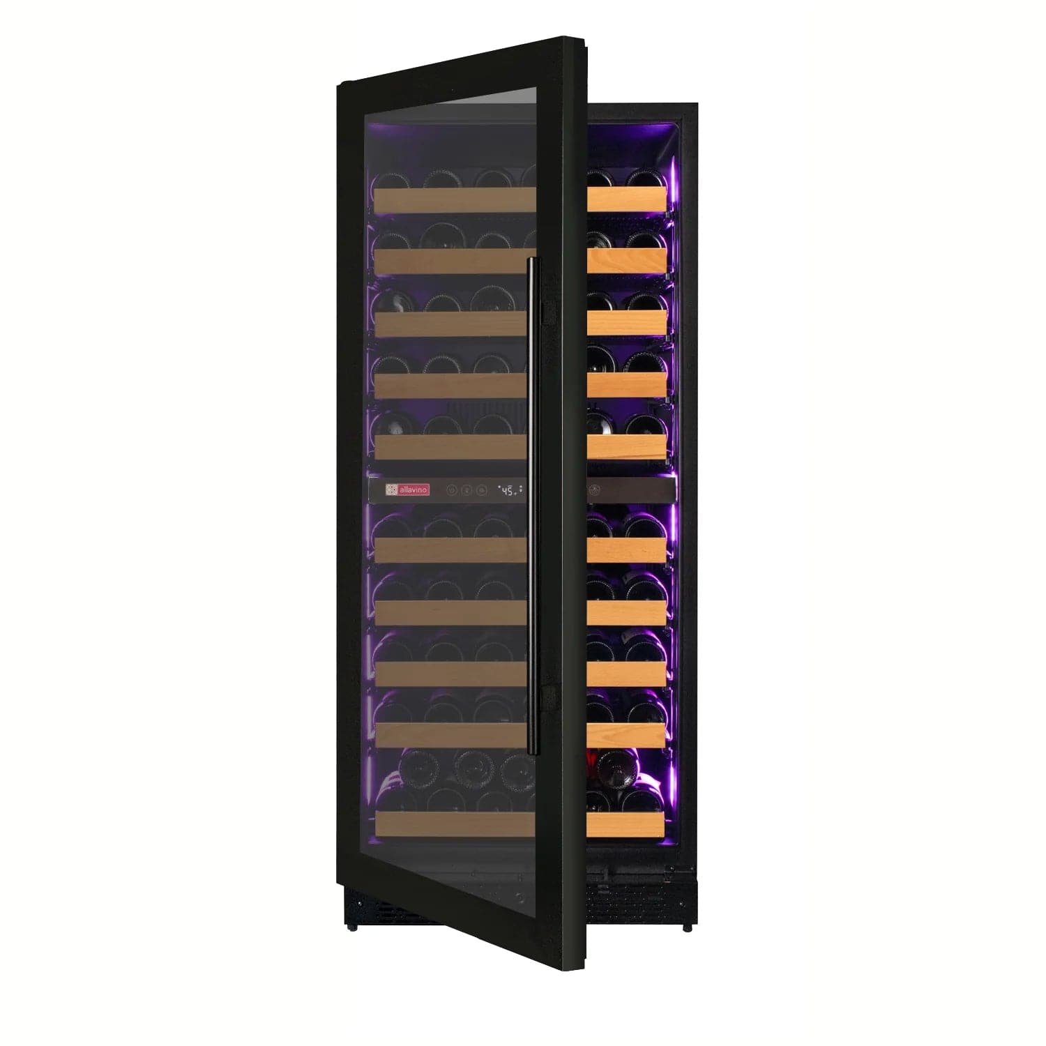 Allavino Residential Reserva Series 119 Bottle 55" Tall Dual Zone Left Hinge Black Glass Wine Refrigerator VSW11955D-2BGL