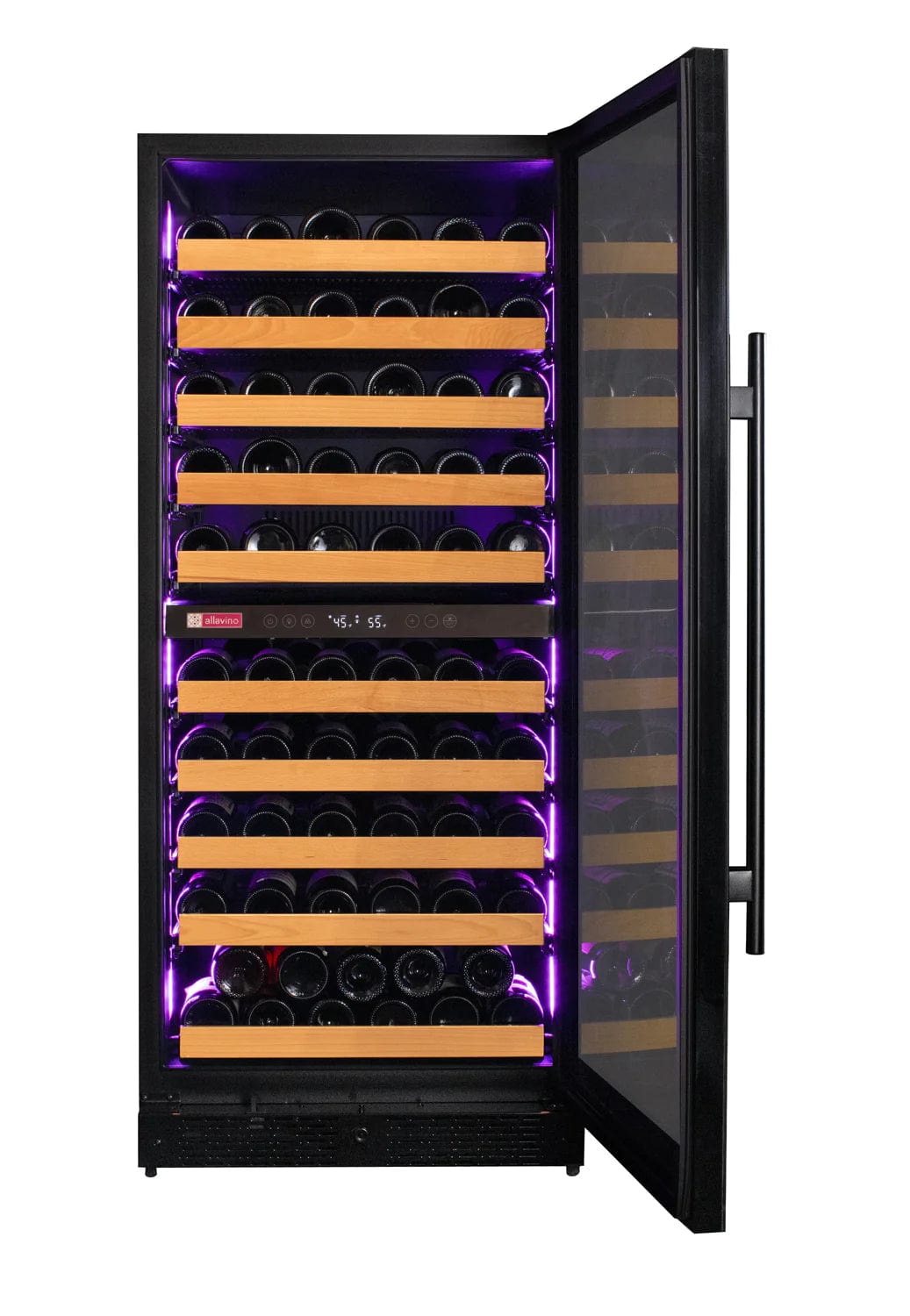 Allavino Residential Reserva Series 119 Bottle 55" Tall Dual Zone Right Hinge Black Glass Wine Refrigerator VSW11955D-2BGR