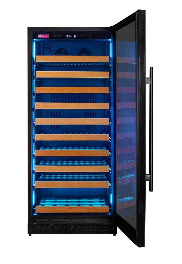 Allavino Residential Reserva Series 119 Bottle 55" Tall Single Zone Right Hinge Black Glass Wine Refrigerator VSW11955S-1BGR