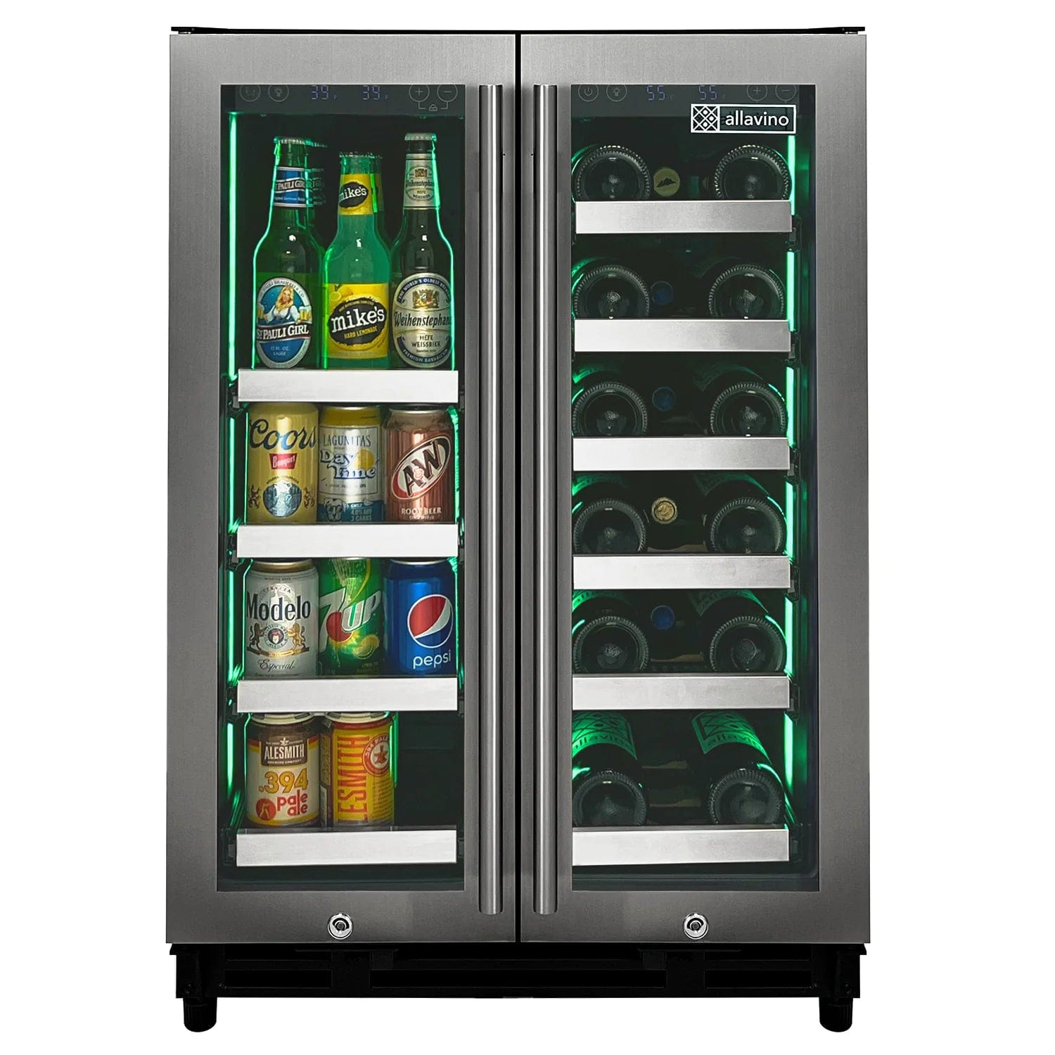 Allavino Residential Reserva Series 24" Wide Two Door Stainless Steel Wine Refrigerator/Beverage Center VSBCW34FD-2S