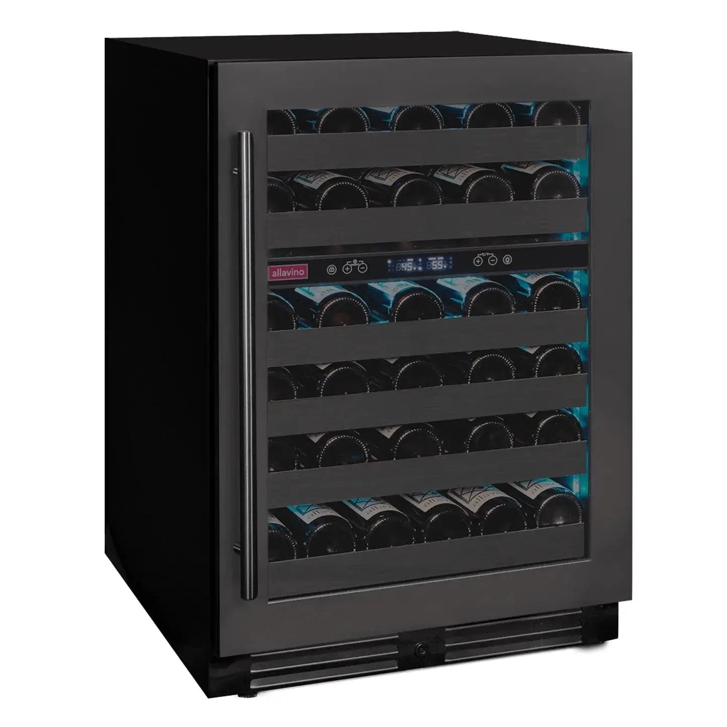 Allavino Residential Reserva Series 50 Bottle Dual Zone Undercounter Wine Cooler Refrigerator with Black Stainless Steel Door - Right Hinge BDW5034D-2BSR