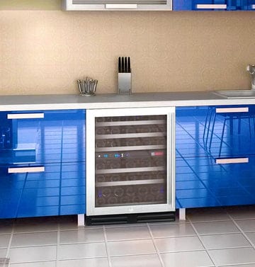 Allavino Residential Silver 24" Wide FlexCount II Tru Vino 56 Bottle Dual Zone Stainless Steel Left Hinge Wine Refrigerator