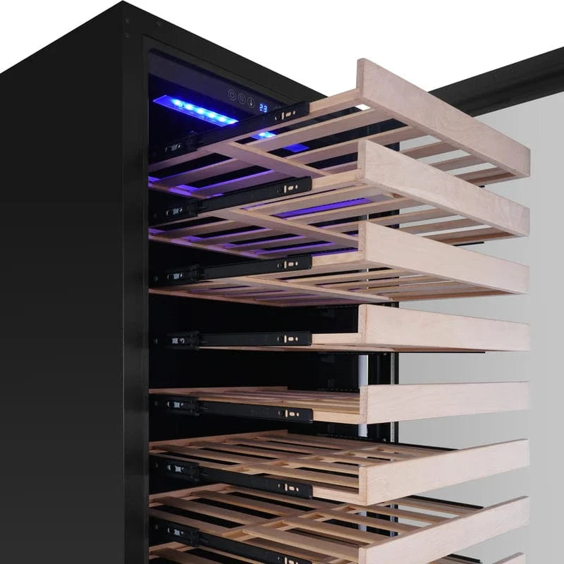 Kingsbottle Residential Luxury 161 Bottle Single or Dual Zone Aging Wine Cooler with Glass Door for Large Wine Collections