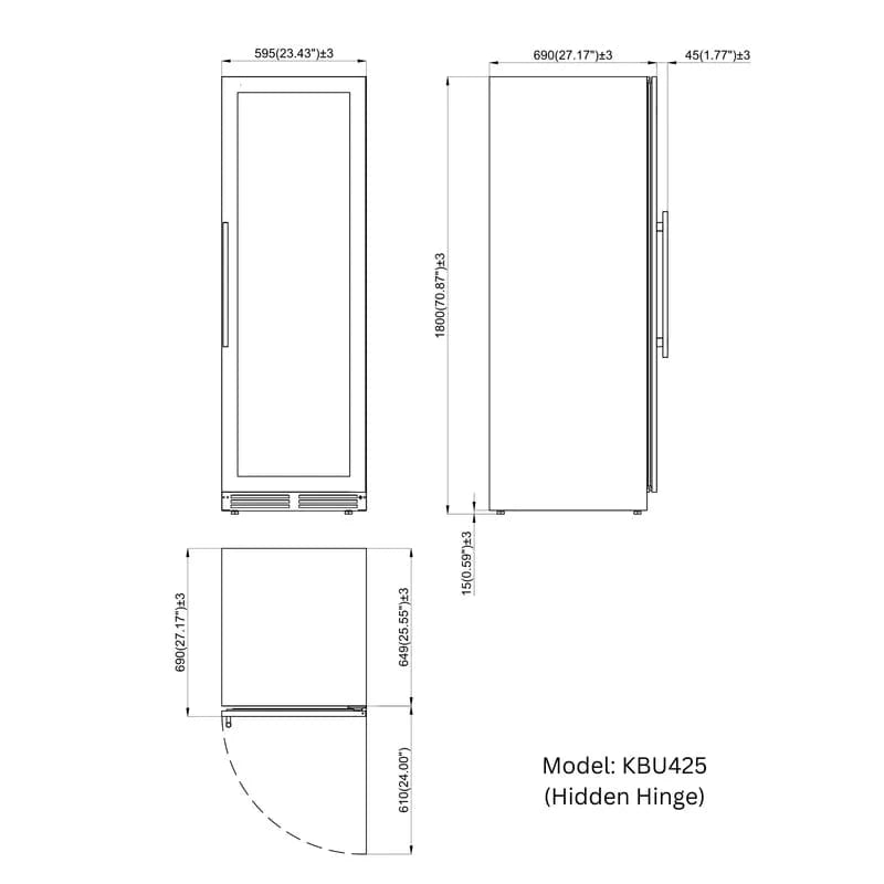 Kingsbottle Residential Luxury 161 Bottle Single or Dual Zone Aging Wine Cooler with Glass Door for Large Wine Collections