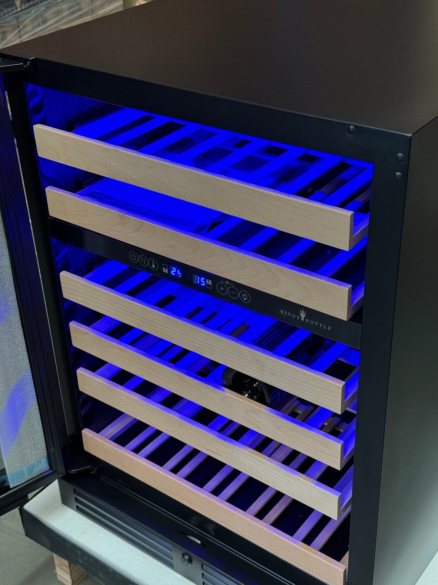 Kingsbottle Residential Quiet 46 Bottle 24 Inch Under-Counter Single or Dual Zone Wine Fridge with Modern Glass Door