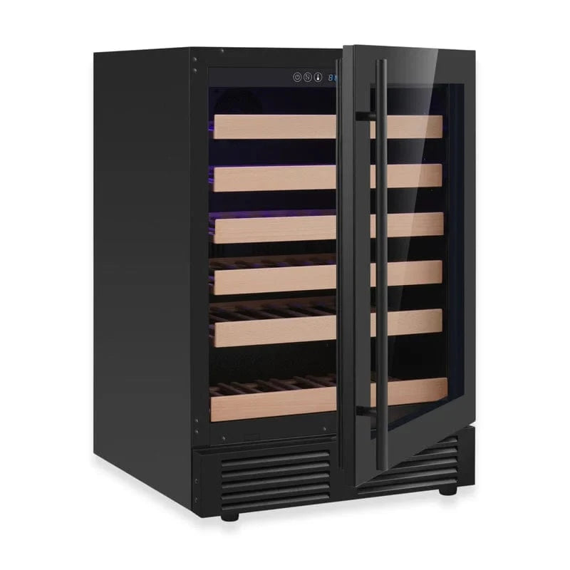 Kingsbottle Residential Quiet 46 Bottle 24 Inch Under-Counter Single or Dual Zone Wine Fridge with Modern Glass Door