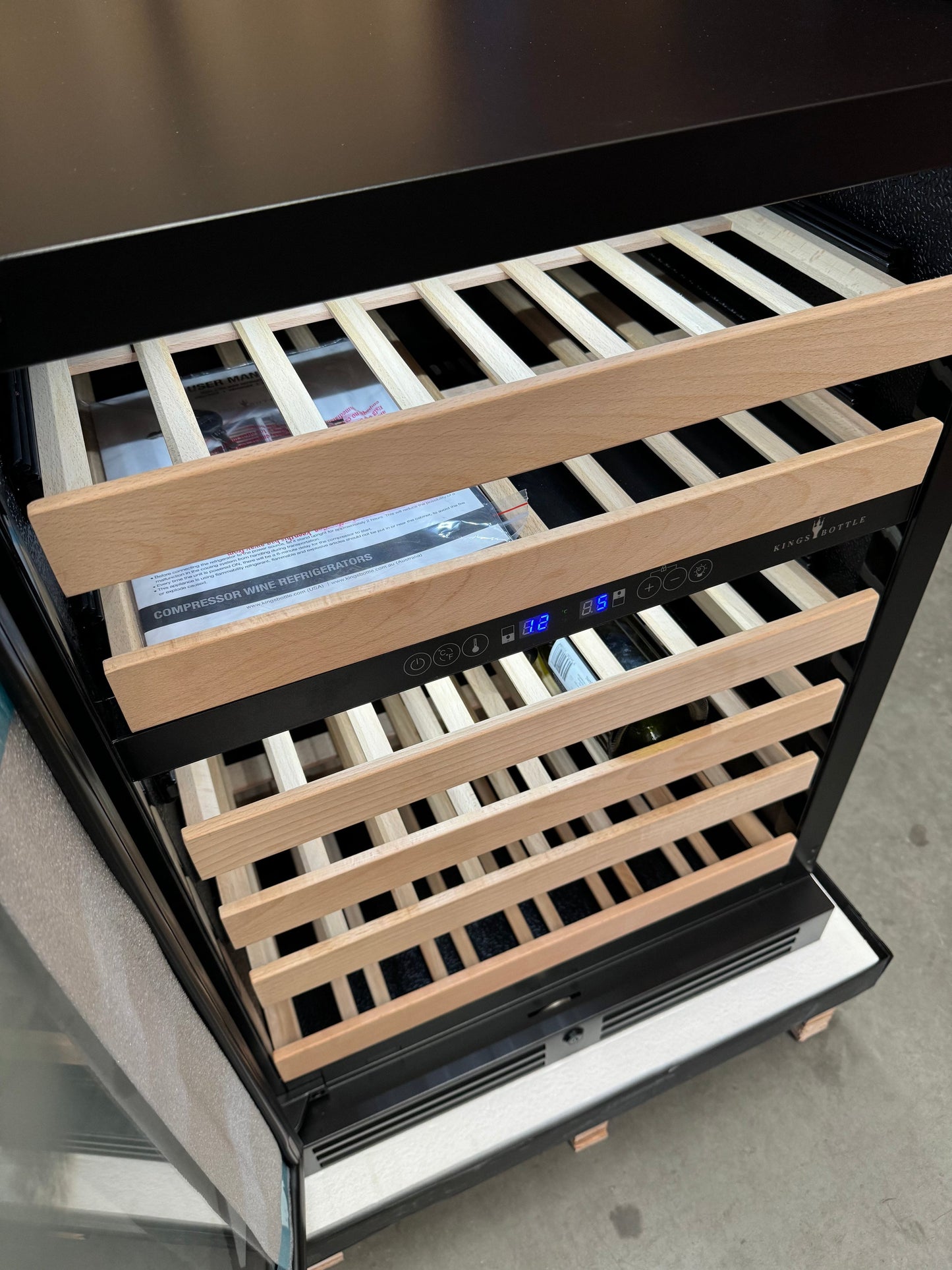 Kingsbottle Residential Quiet 46 Bottle 24 Inch Under-Counter Single or Dual Zone Wine Fridge with Modern Glass Door