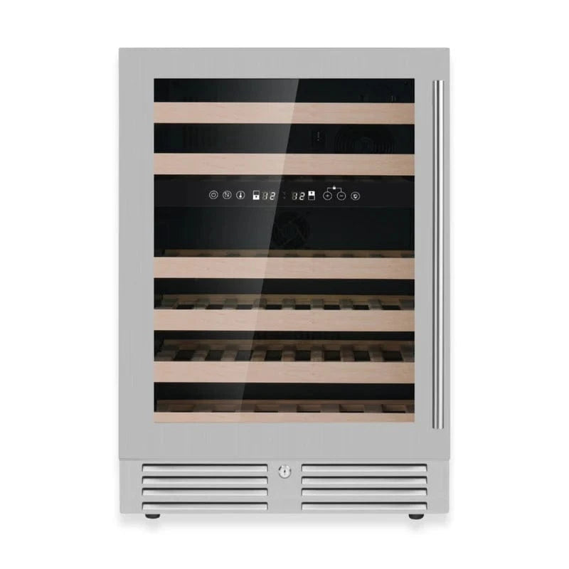 Kingsbottle Residential Quiet 46 Bottle 24 Inch Under-Counter Single or Dual Zone Wine Fridge with Modern Glass Door