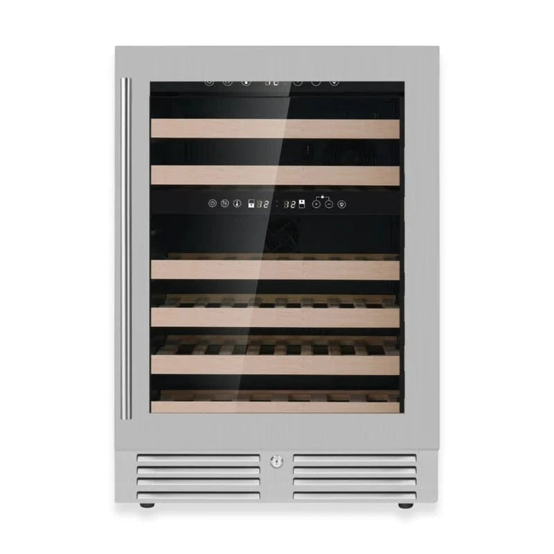 Kingsbottle Residential Quiet 46 Bottle 24 Inch Under-Counter Single or Dual Zone Wine Fridge with Modern Glass Door