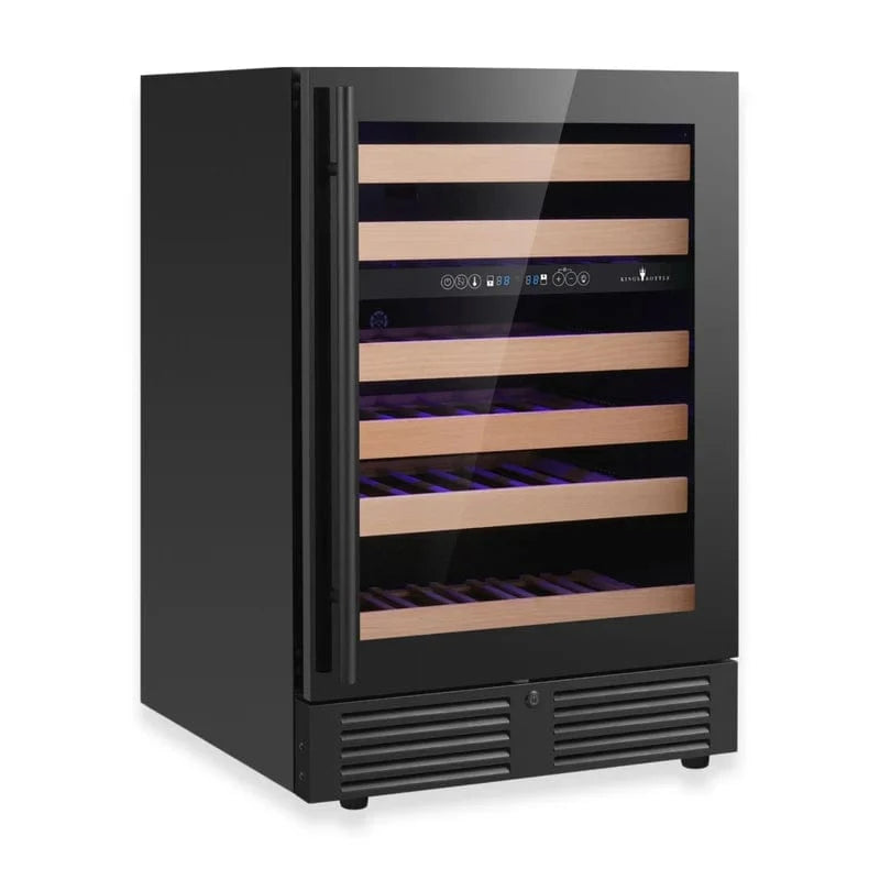 Kingsbottle Residential Quiet 46 Bottle 24 Inch Under-Counter Single or Dual Zone Wine Fridge with Modern Glass Door