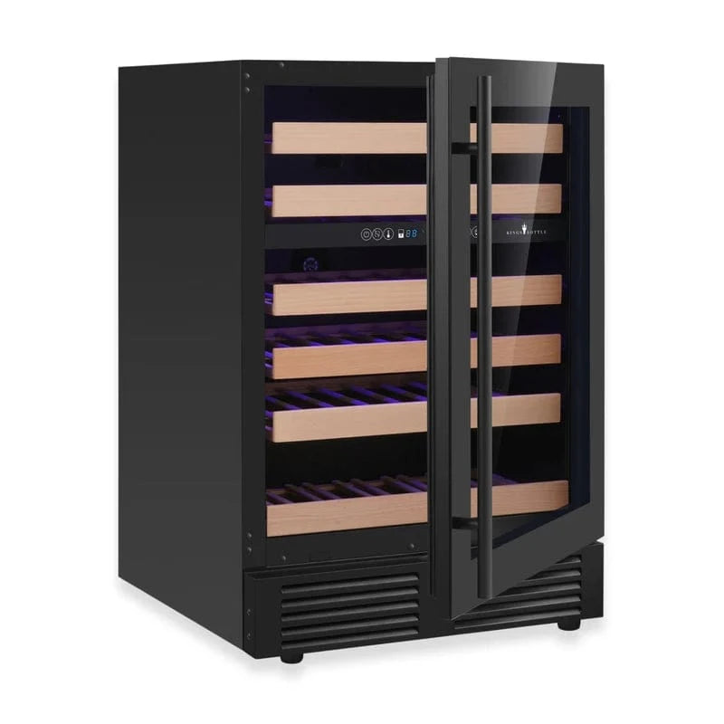 Kingsbottle Residential Quiet 46 Bottle 24 Inch Under-Counter Single or Dual Zone Wine Fridge with Modern Glass Door