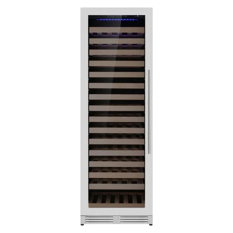 Kingsbottle Residential Stainless Steel Glass Door / Left Hand Hinge / Single Zone Luxury 161 Bottle Single or Dual Zone Aging Wine Cooler with Glass Door for Large Wine Collections