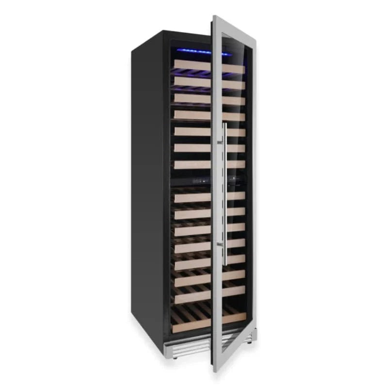 Kingsbottle Residential Stainless Steel Glass Door / Right Hand Hinge / Dual Zone Luxury 161 Bottle Single or Dual Zone Aging Wine Cooler with Glass Door for Large Wine Collections