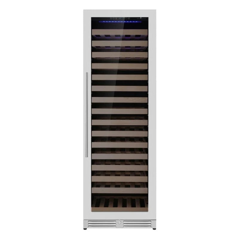 Kingsbottle Residential Stainless Steel Glass Door / Right Hand Hinge / Single Zone Luxury 161 Bottle Single or Dual Zone Aging Wine Cooler with Glass Door for Large Wine Collections