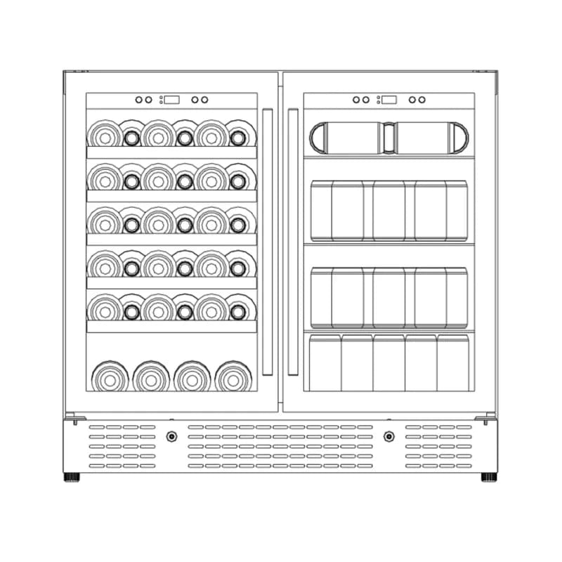 Kingsbottle Residential Under Island 36" Dual Zone Wine Fridge with Glass Door | Perfect for Renovations