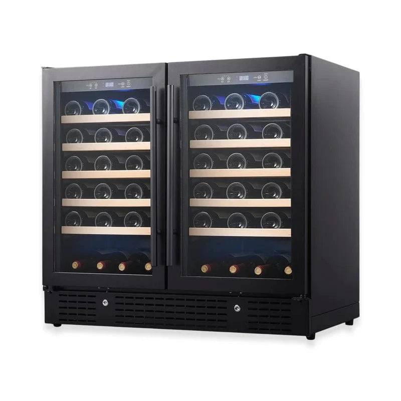 Kingsbottle Residential Under Island 36" Dual Zone Wine Fridge with Glass Door | Perfect for Renovations