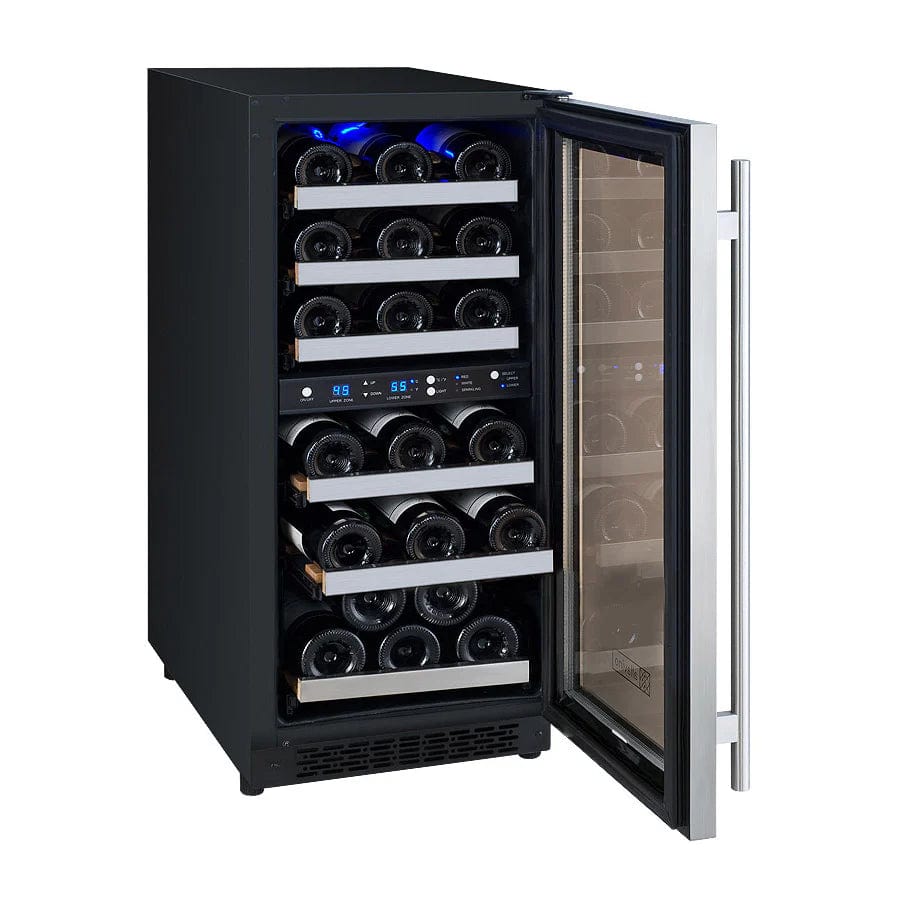 Allavino Residential 15" Wide FlexCount II Tru-Vino 30 Bottle Dual Zone Stainless Steel Right Hinge Wine Refrigerator VSWR30-2SR20