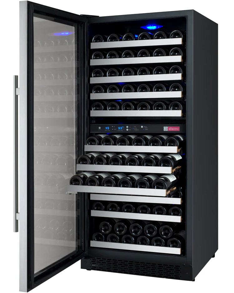 Allavino Residential 24" Wide FlexCount II Tru-Vino 121 Bottle Dual Zone Stainless Steel Left Hinge Wine Refrigerator VSWR121-2SL20
