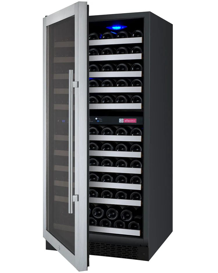 Allavino Residential 24" Wide FlexCount II Tru-Vino 121 Bottle Dual Zone Stainless Steel Left Hinge Wine Refrigerator VSWR121-2SL20