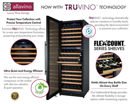 Allavino Residential 24" Wide FlexCount II Tru-Vino 172 Bottle Dual Zone Black Left Hinge Wine Refrigerator VSWR172-2BL20