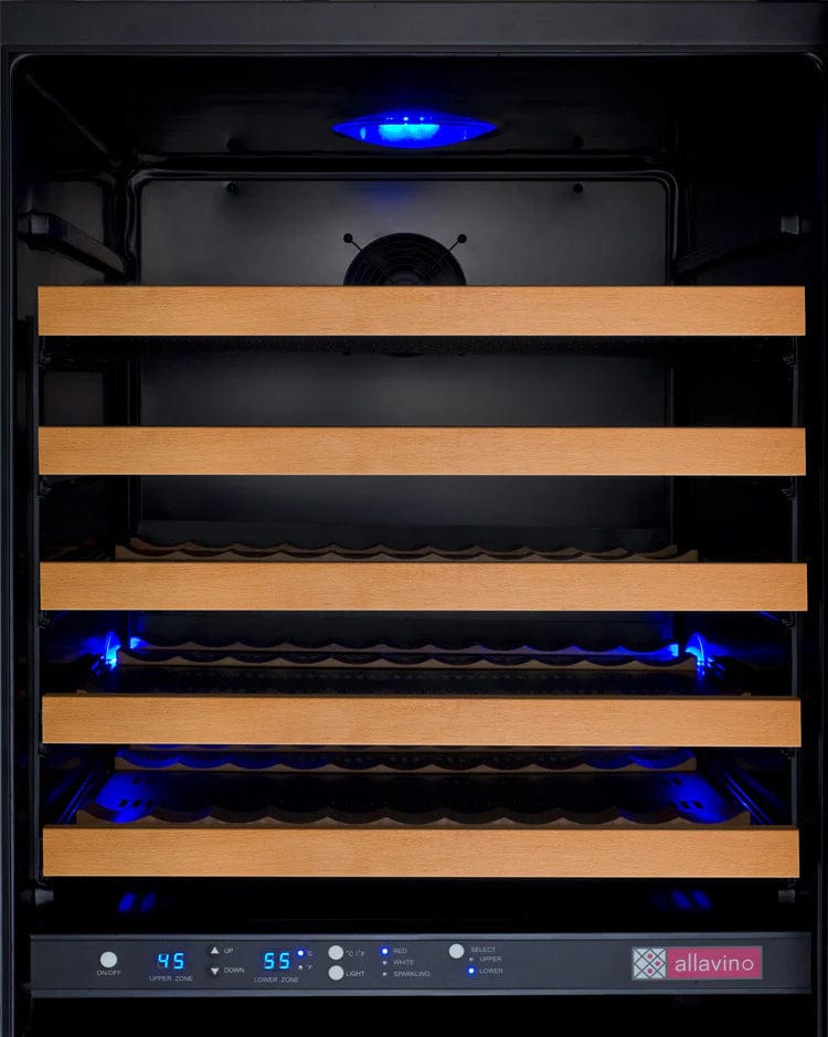 Allavino Residential 24" Wide FlexCount II Tru-Vino 172 Bottle Dual Zone Black Right Hinge Wine Refrigerator VSWR172-2BR20