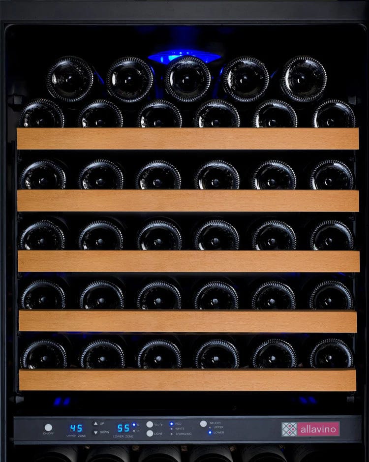 Allavino Residential 24" Wide FlexCount II Tru-Vino 172 Bottle Dual Zone Black Right Hinge Wine Refrigerator VSWR172-2BR20