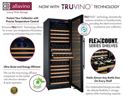 Allavino Residential 24" Wide FlexCount II Tru-Vino 177 Bottle Single Zone Black Right Hinge Wine Refrigerator VSWR177-1BR20