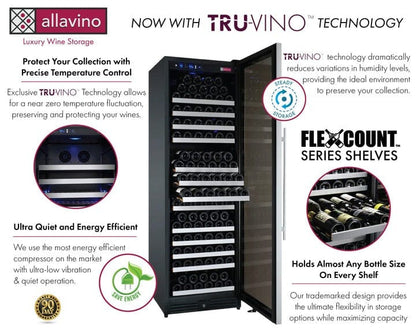 Allavino Residential 24" Wide FlexCount II Tru-Vino 177 Bottle Single Zone Stainless Steel Right Hinge Wine Refrigerator VSWR177-1SR20
