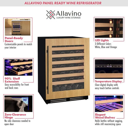 Allavino Residential 24" Wide Single Zone Panel Ready Wine Refrigerator VCWR-24PRS-1R