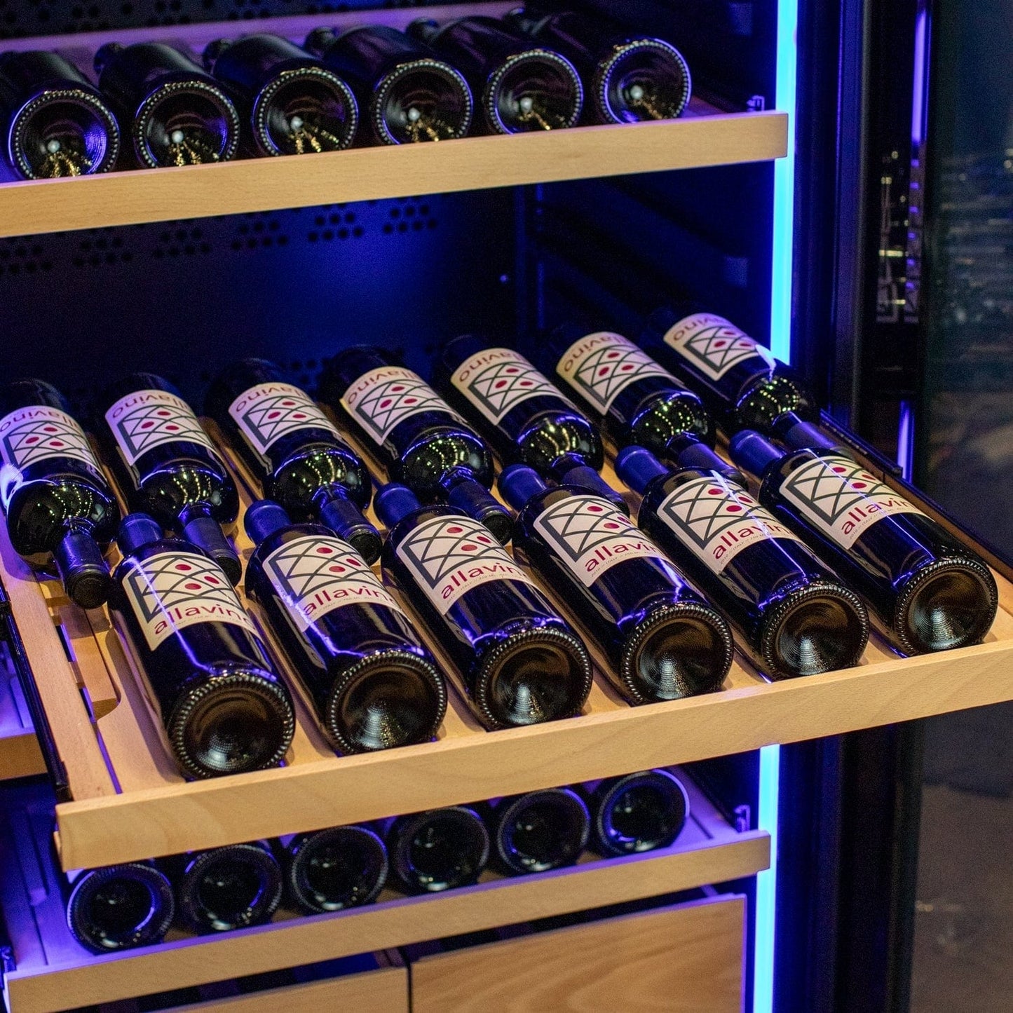 Allavino Residential 29" Wide 248 Bottle Single Zone Black Glass Left Hinge Wine Refrigerator with Display Shelving KWR248S-1BGL