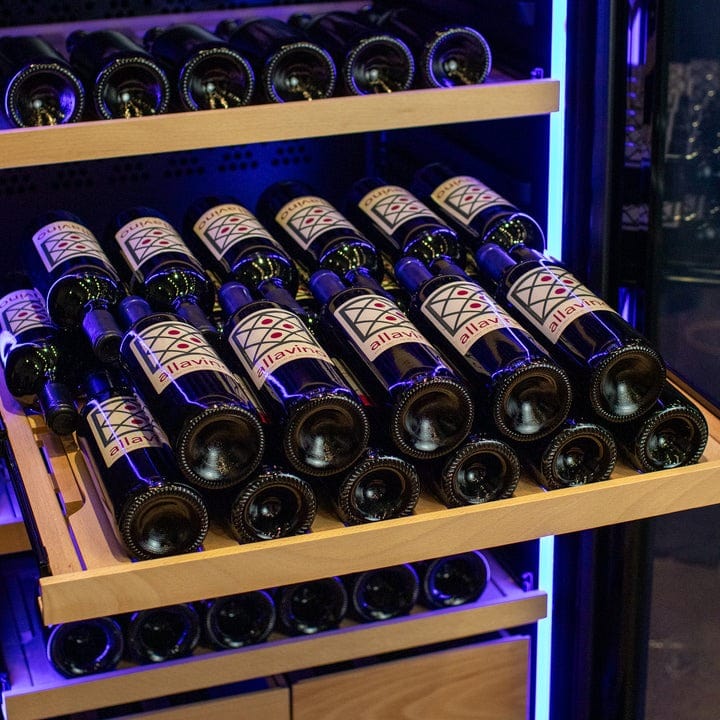 Allavino Residential 29" Wide 248 Bottle Single Zone Black Glass Left Hinge Wine Refrigerator with Display Shelving KWR248S-1BGL