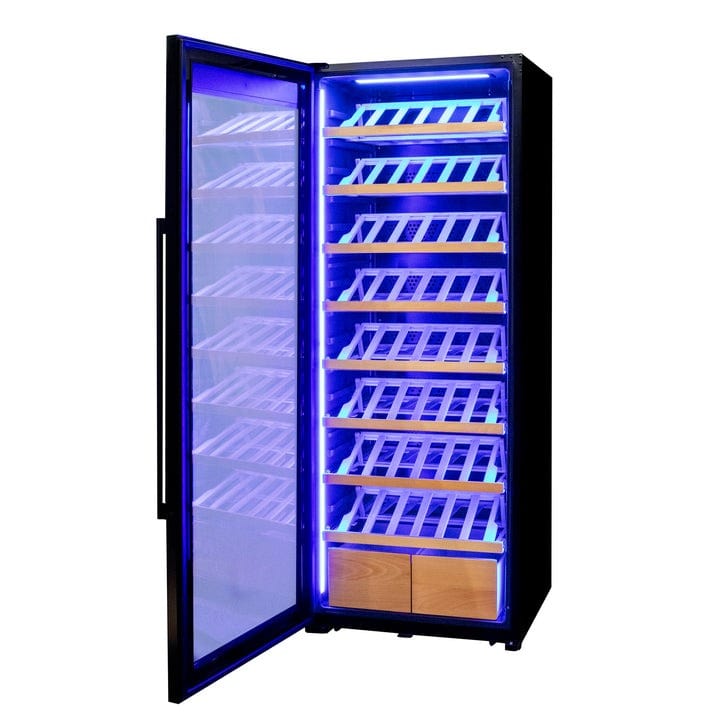 Allavino Residential 29" Wide 248 Bottle Single Zone Black Glass Left Hinge Wine Refrigerator with Display Shelving KWR248S-1BGL
