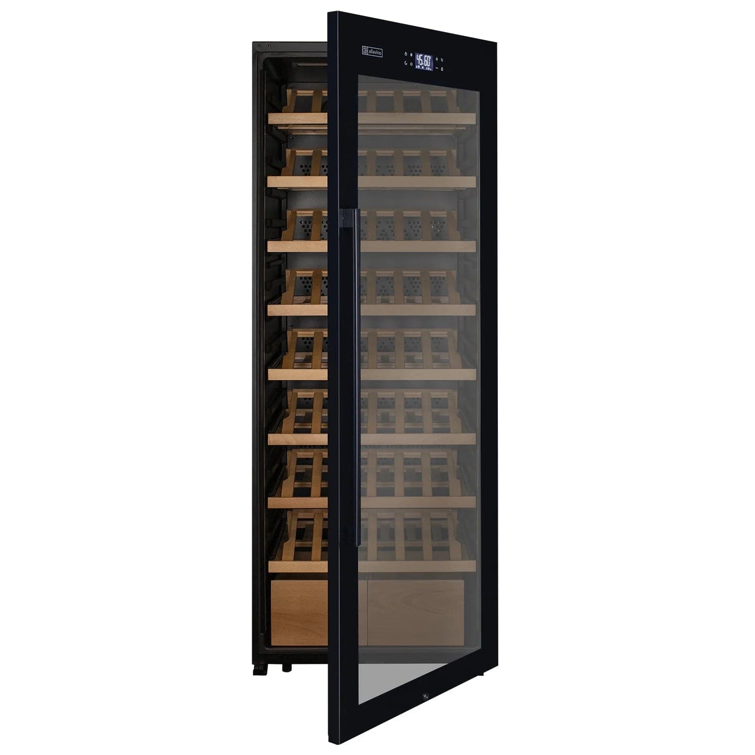 Allavino Residential 29" Wide 248 Bottle Single Zone Black Glass Wine Refrigerator with Display Shelving