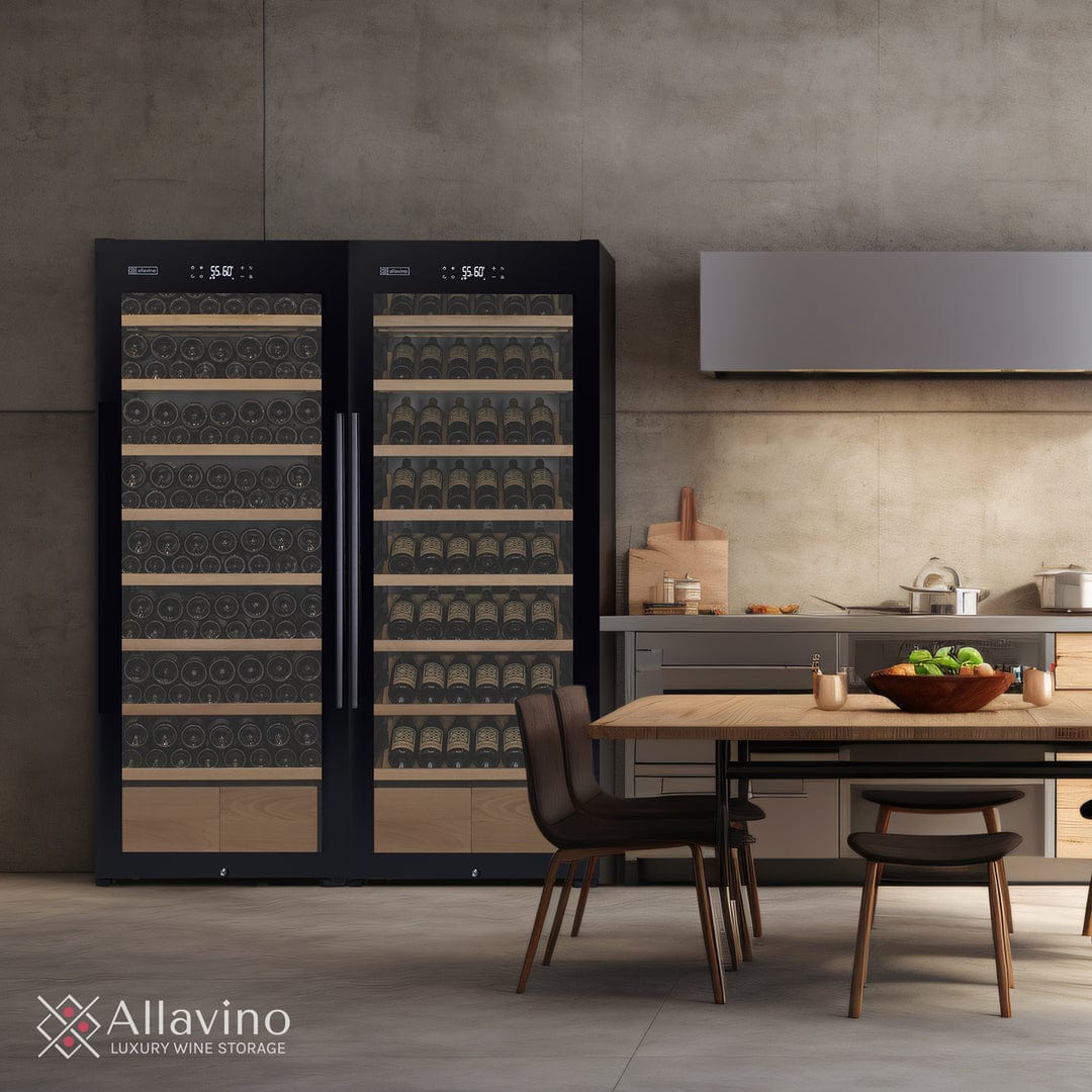 Allavino Residential 29" Wide 248 Bottle Single Zone Black Glass Wine Refrigerator with Display Shelving