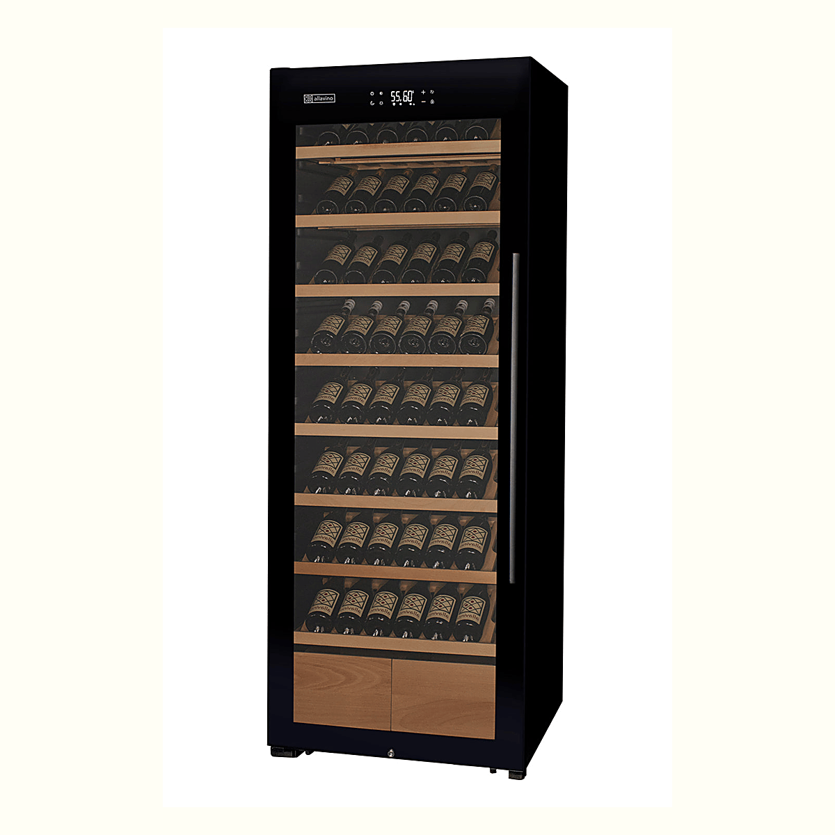 Allavino Residential 29" Wide 248 Bottle Single Zone Black Glass Wine Refrigerator with Display Shelving