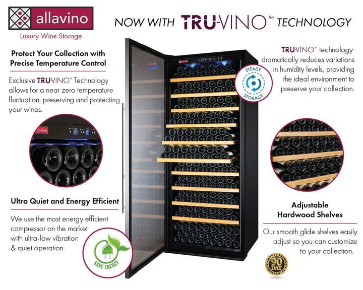Allavino Residential 32" Wide Vite II Tru-Vino 277 Bottle Single Zone Stainless Steel Right Hinge Wine Refrigerator YHWR305-1SR20